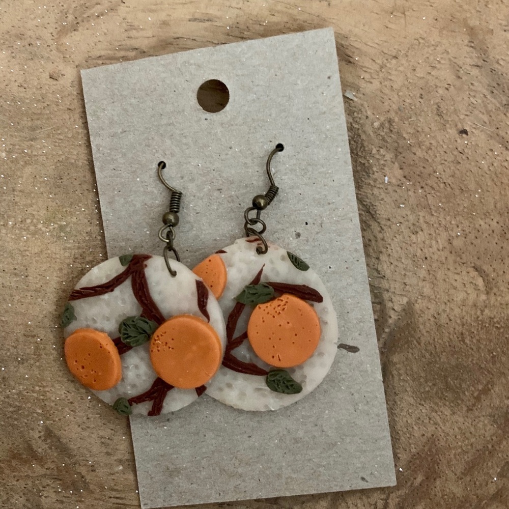 Handcrafted Polymer Clay Orange Earrings